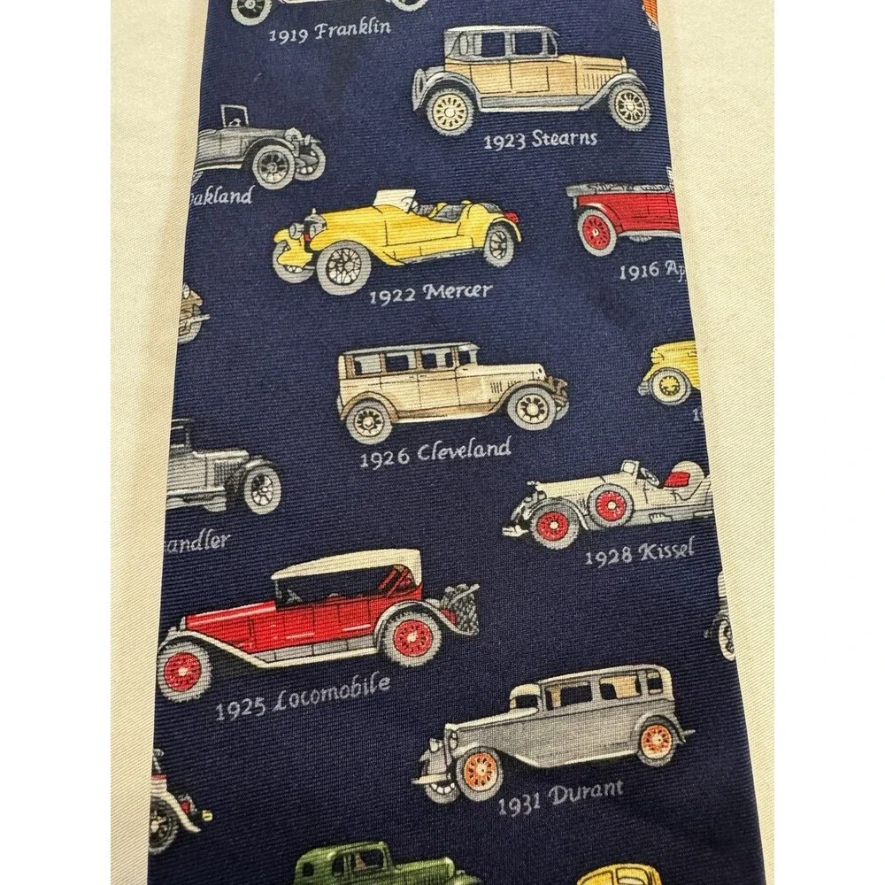 Alynn Neckwear Antique Cars Tie Vintage Classic Cars USA Made Novelty Necktie